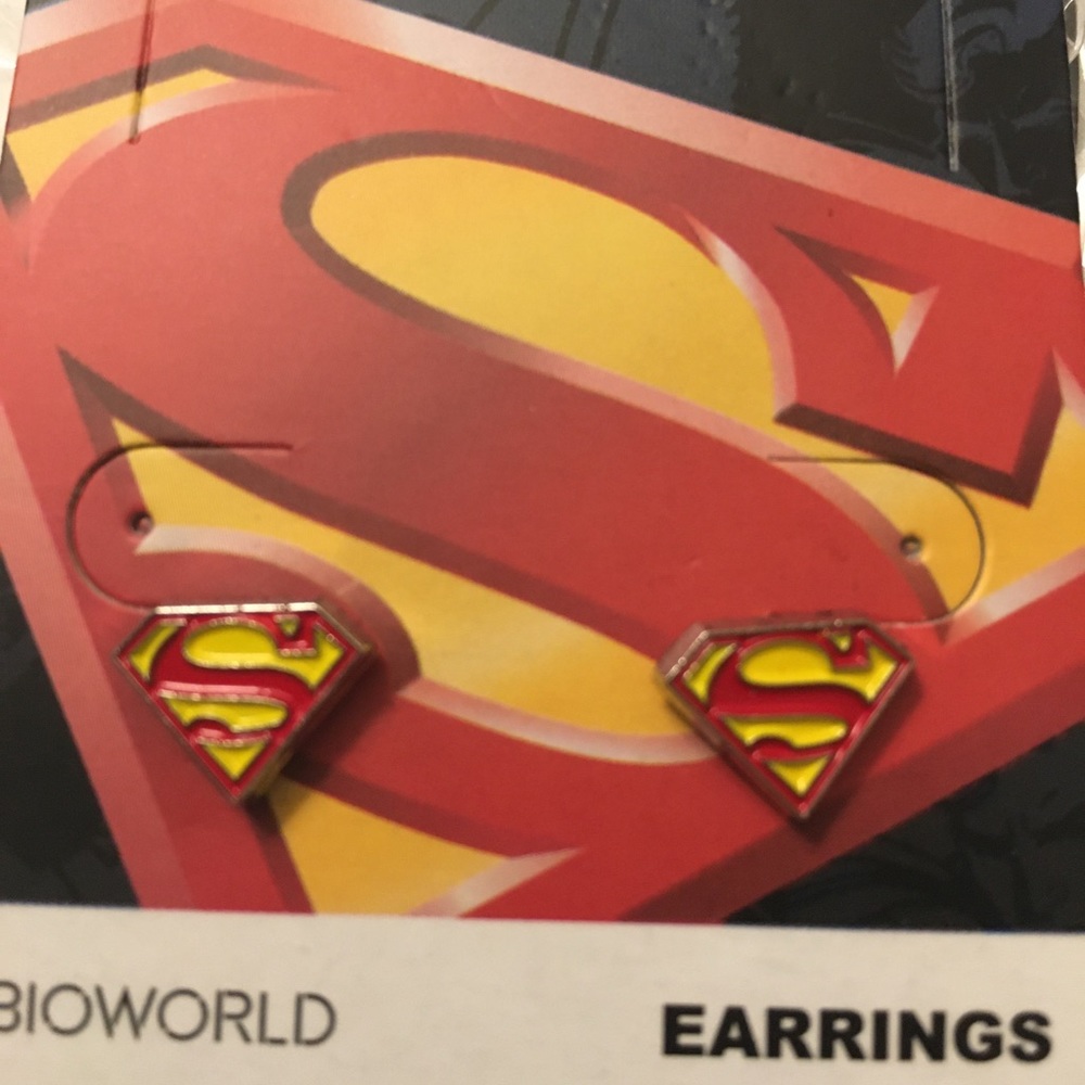 NEW DC Superman Logo Stud Earrings